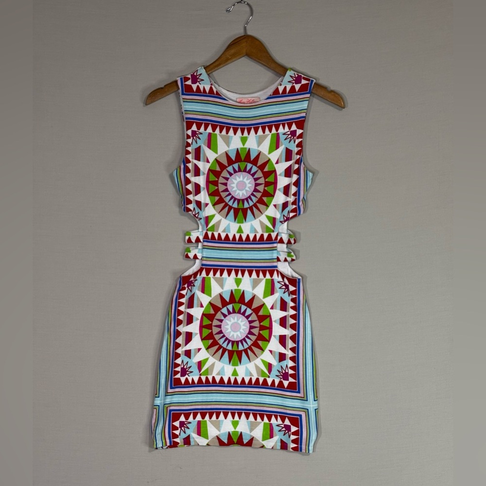 Mara Hoffman XS Cutout Geometric Dress Bold Print Bodycon Luxe
